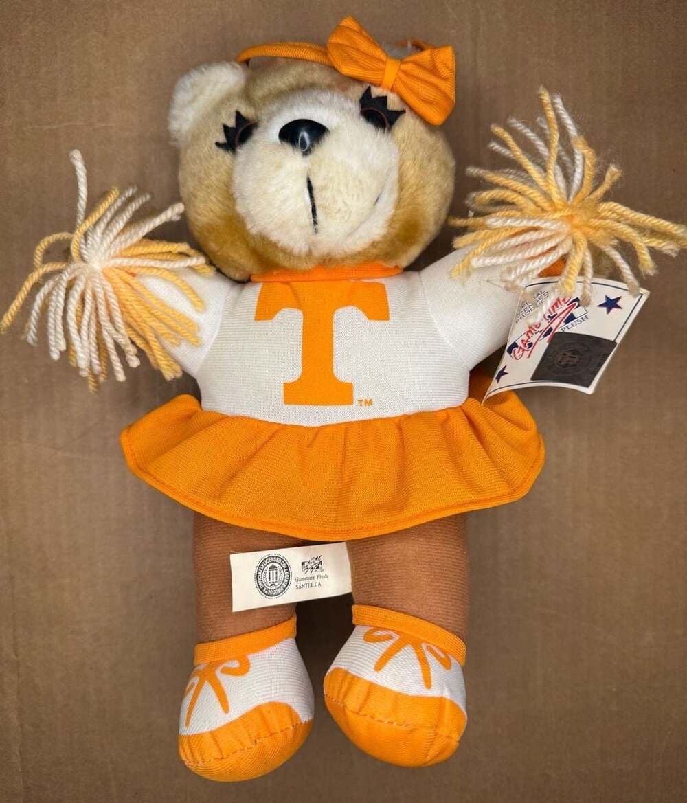Vintage 1999 Gametime Plush Tennessee Volunteers Cheerleader Bear Stuffed Animal